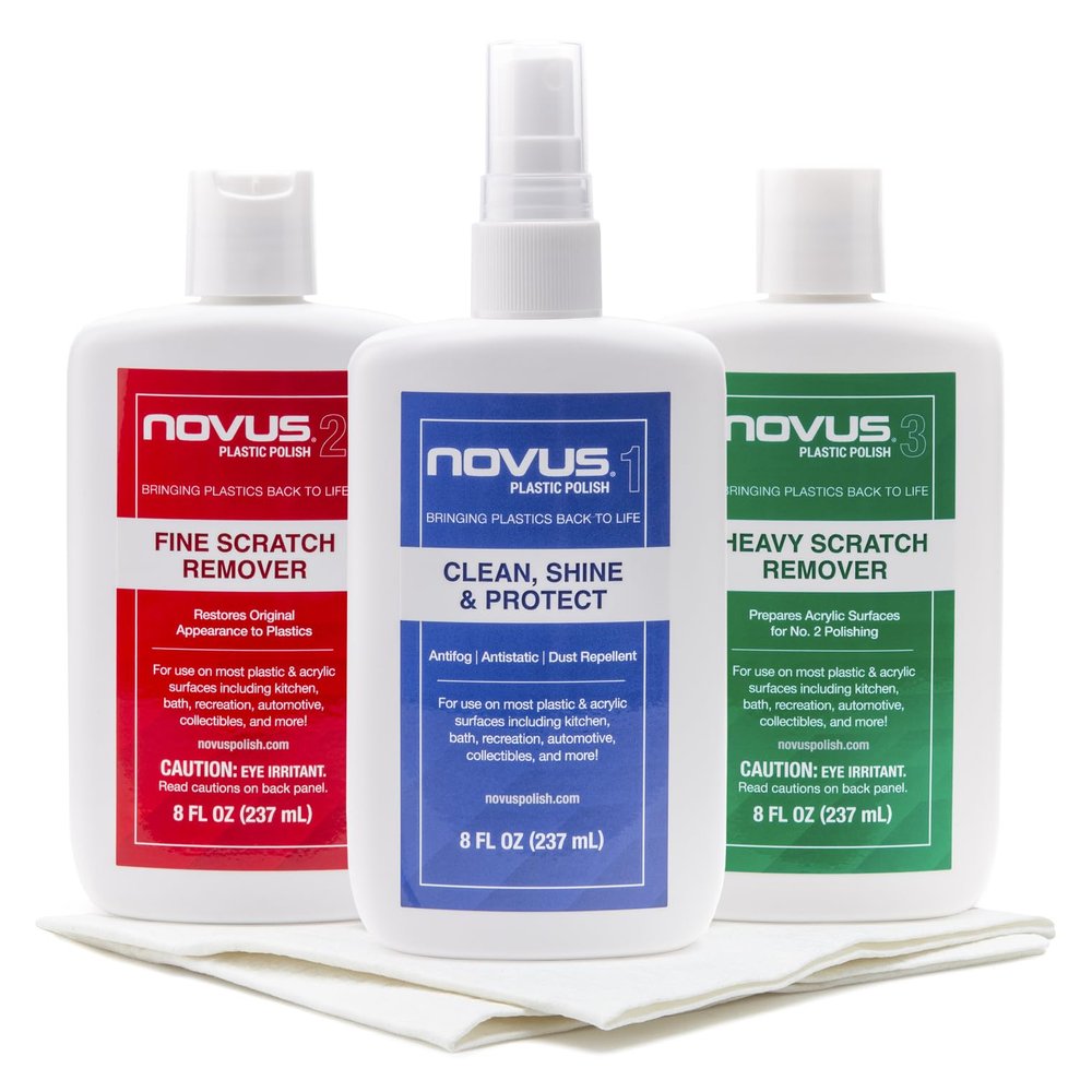 NOVUS-PK1-8 | Plastic Clean & Shine #1, Fine Scratch Remover #2, Heavy Scratch Remover #3 (8 Ounce, Polish Mates)