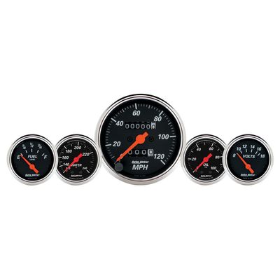 Auto Meter 1411 Designer Black Fuel/Oil/Speedo/Volt/Water 5 Gauge Set