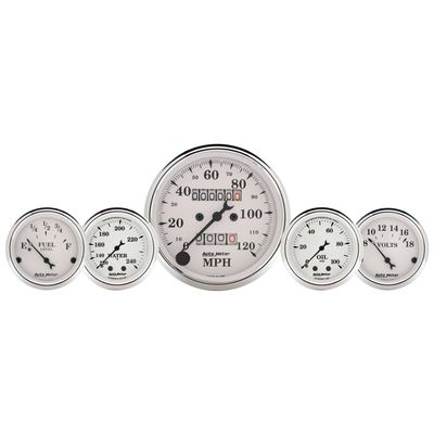 Auto Meter 1611 Old TYME White 5 Fuel/Oil/Speedo/Volt/Water Gauge Set