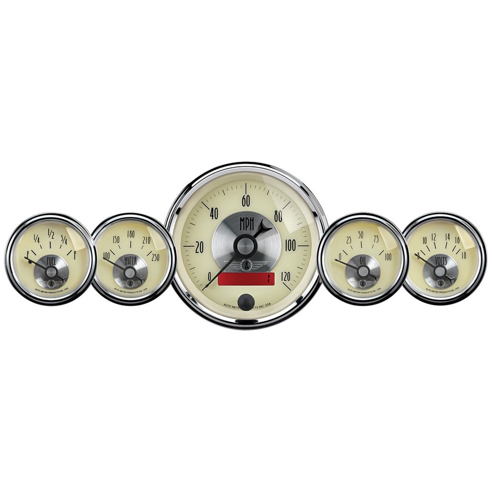Auto Meter 2000 Prestige Antique Ivory LCD Odometer Gauge - 5 Piece