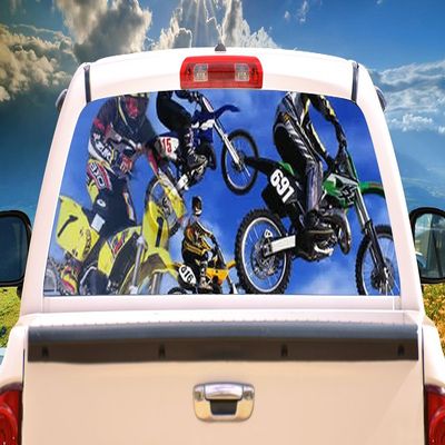 SignMission Motocross Rear Window Graphic Dirt Bike Super Cross View Thru Vinyl
