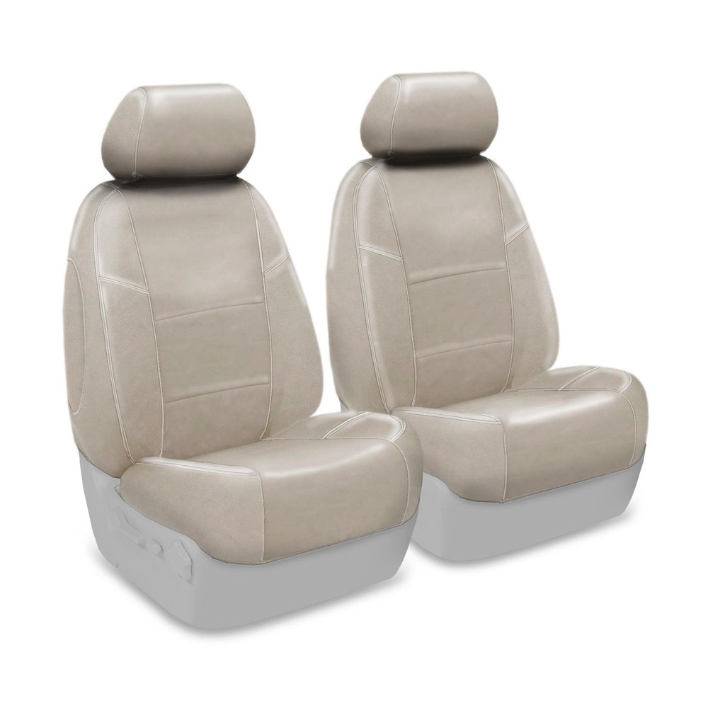 Coverking Custom Fit Front 50/50 Manual Bucket Seat Cover for Select Chevrolet Models - Premium Leatherette Solid (Cashmere)