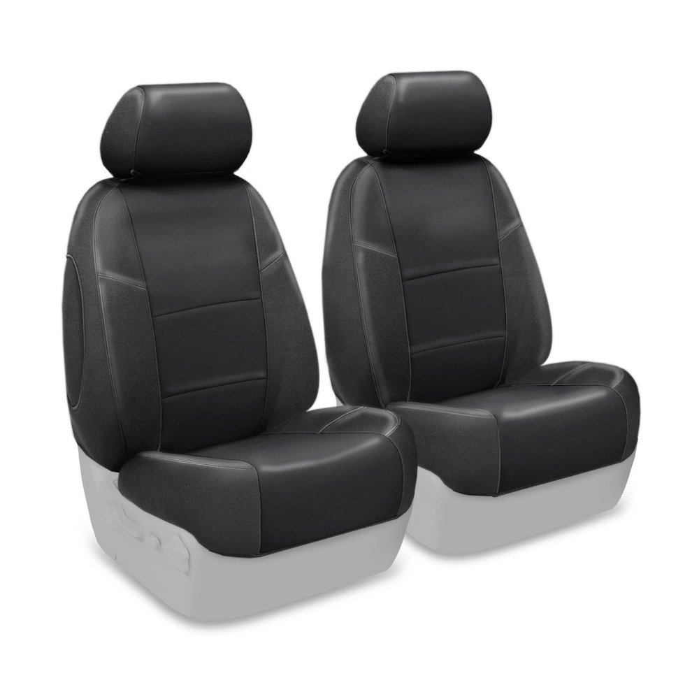 Coverking Custom Fit Front 50/50 Bucket Seat Cover for Select Ford Models - Premium Leatherette Solid (Charcoal Gray)