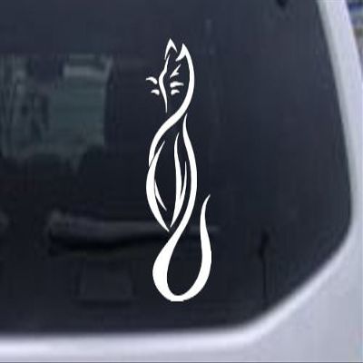White 3in X 6.2in -- Tribal Cat Animals Car Window Wall Laptop Decal Sticker