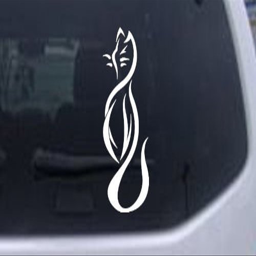 White 3in X 6.2in -- Tribal Cat Animals Car Window Wall Laptop Decal Sticker