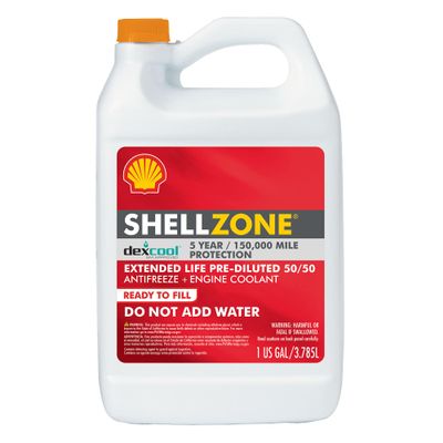 Shell Zone Dex-Cool Extended Life ELC Antifreeze + Coolant, Pre-Diluted 50/50 (1 Gallon, Single Pack)