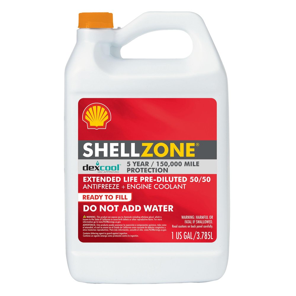 Shell Zone Dex-Cool Extended Life ELC Antifreeze + Coolant, Pre-Diluted 50/50 (1 Gallon, Single Pack)