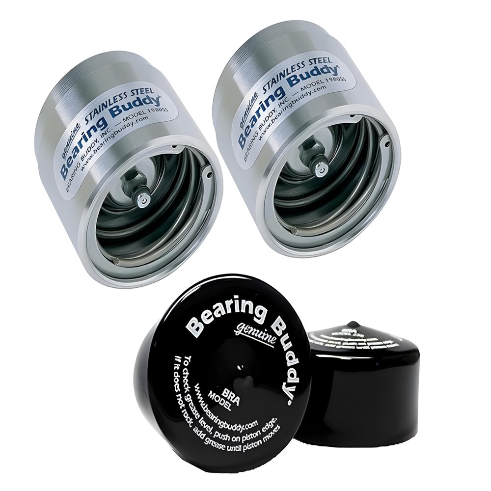 Bearing Buddy Stainless Steel Bearing Protector with Bras - Premium Quality Construction Rust Resistant Wheel Protectors - Perfect for Snowmobile Vehicle Utility Trailers 1.980" Diameter - 2 Pieces