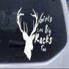 White 5in X 3.8in - Girls Like Big Racks Too Hunting Decal Hunting and Fishing Car Window Wall Laptop Decal Sticker view 1