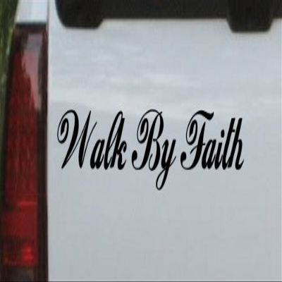 8.5in X 1.6in Black - Walk by Faith Christian Car Window Wall Laptop Decal Sticker