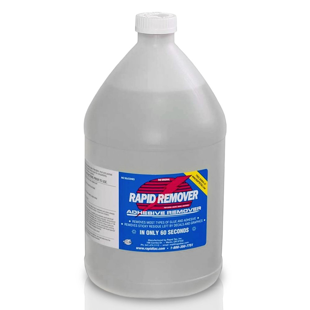 Rapid Tac Rapid Remover Adhesive Remover 128 oz (1 Gallon) | Removes Most Adhesives in 3060 Seconds | Safe Water-Soluble Formula | Cold Weather Ready | for Vinyl Wraps, Graphics, Decals, and Stripes
