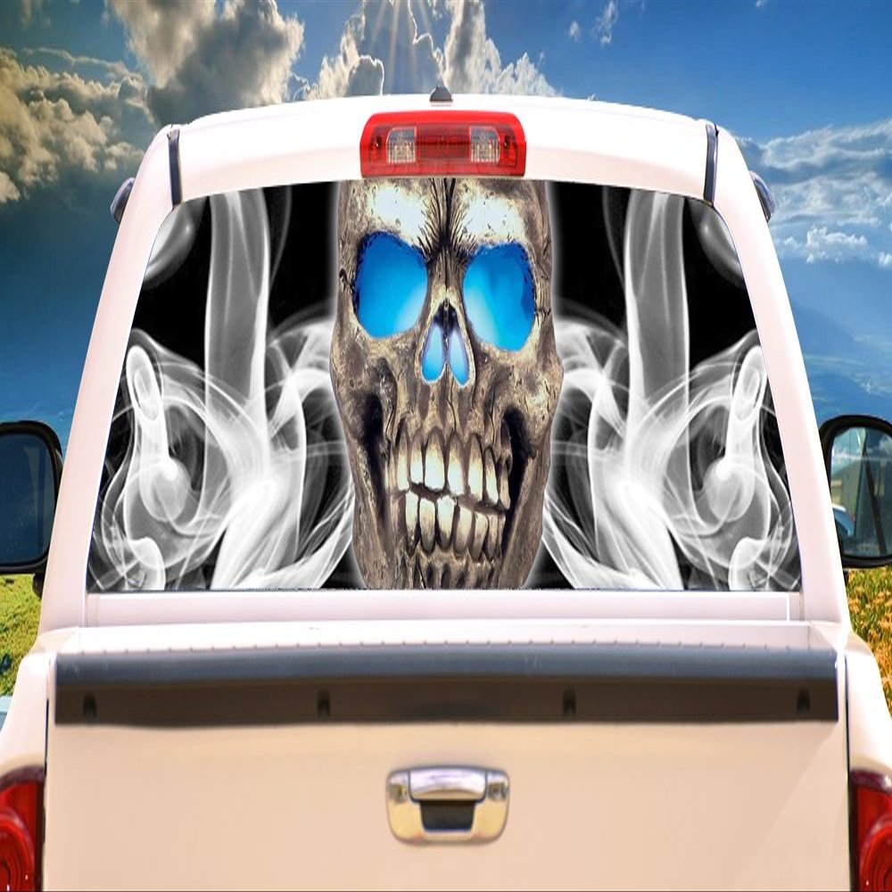 SignMission Crazy Skull Rear Window Graphic Back Truck Decal SUV View Thru Vinyl