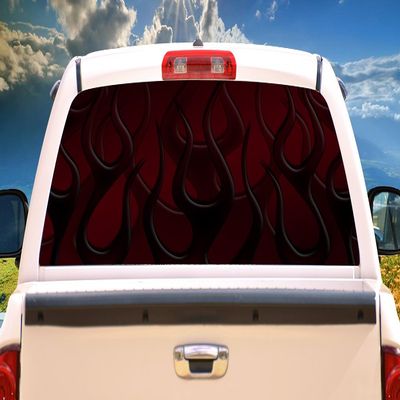 SignMission Dark Flames Rear Window Graphic Back Truck Decal SUV View Thru Vinyl