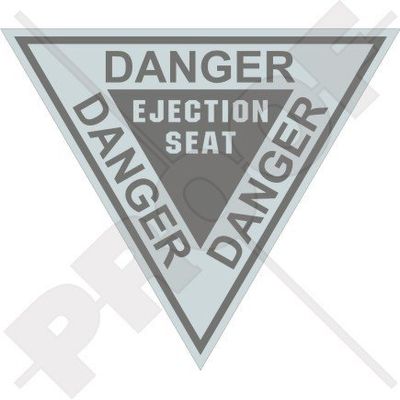 DANGER EJECTION SEAT LowVis USAF USMC Martin Baker 4,7" (120mm) Vinyl Sticker, Decal