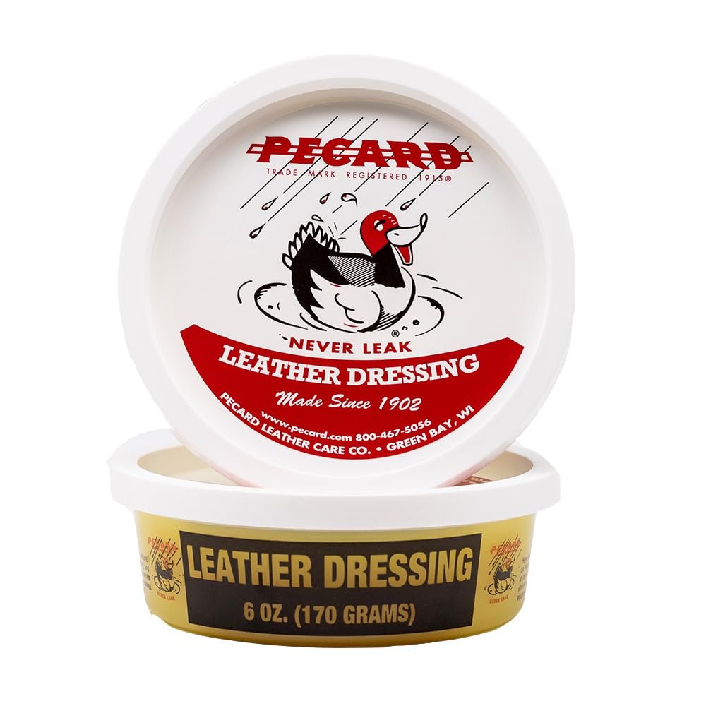 Pecard Leather Dressing 6 oz Waterproofer and All-Purpose Leather Conditioner for Oil-Tanned, Chrome-Tanned, and Exotic Leathers Cleans, Conditions, and Preserves