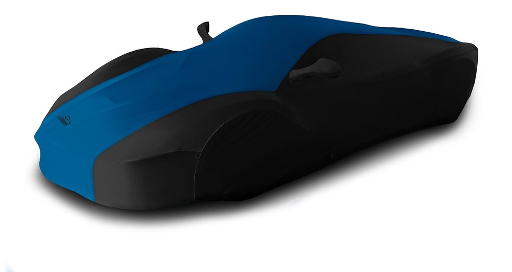 Coverking Custom Fit Vehicle Cover for BMW 1-Series - (Satin Stretch, 2-Tone Black Sides/Grabber Blue Center)