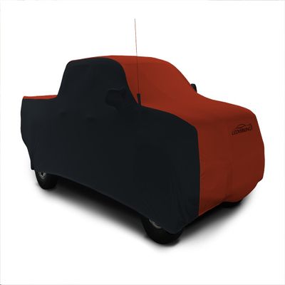 Coverking Custom Fit Car Cover for Select Ford F-250/350/450 Models - Satin Stretch (Inferno Orange with Black sides)