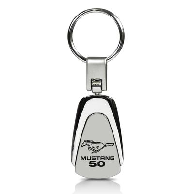 AU-TOMOTIVE GOLD Tear Drop Key Chain for Ford Mustang (Chrome)