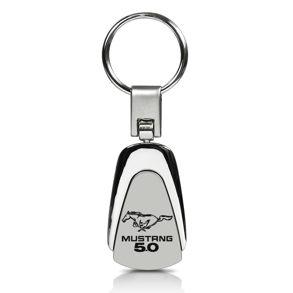 AU-TOMOTIVE GOLD Tear Drop Key Chain for Ford Mustang (Chrome)