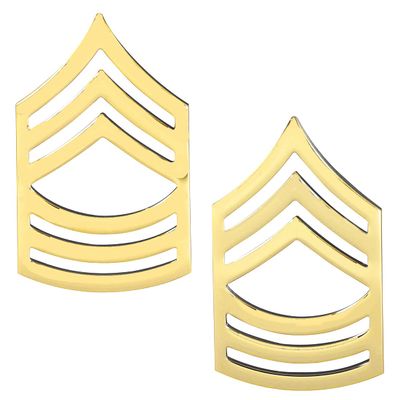 US Army Master Sergeant Gold Collar Device Rank Insignia Pair