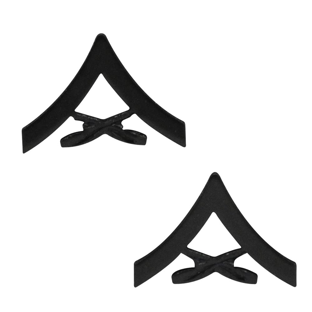 Marine Corps Lance Corporal Black Collar Device Rank Insignia Pair