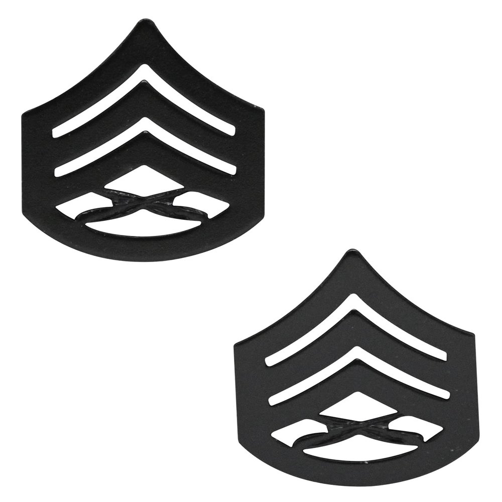 Marine Corps Staff Sergeant Black Collar Device Rank Insignia Pair