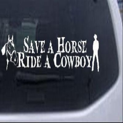 Rad Dezigns Save a Horse Ride a Cowboy Western Car Window Wall Laptop Decal Sticker - White 10in X 2in