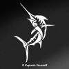 Express Yourself Marlin (White - Reverse Image - Large) Decal Sticker - Saltwater Fish Collection view 1