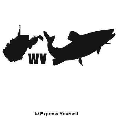 Express Yourself WV Brook Trout State Fish (Black - Large) Decal Sticker - State Fish Collection