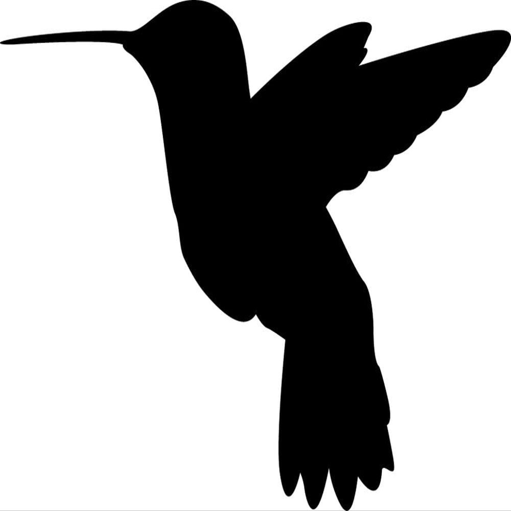 Hummingbird Silhouette (Black - Reverse Image - Large) Decal Sticker - Back Yard Bird Collection