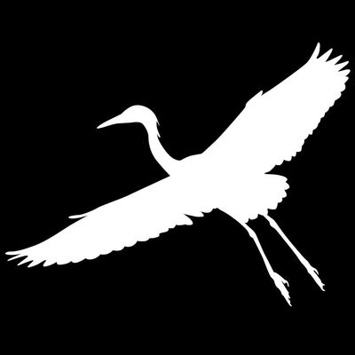 Heron in Flight (White - Image Facing as Shown - Medium) Decal Sticker - Waterfowl Collection