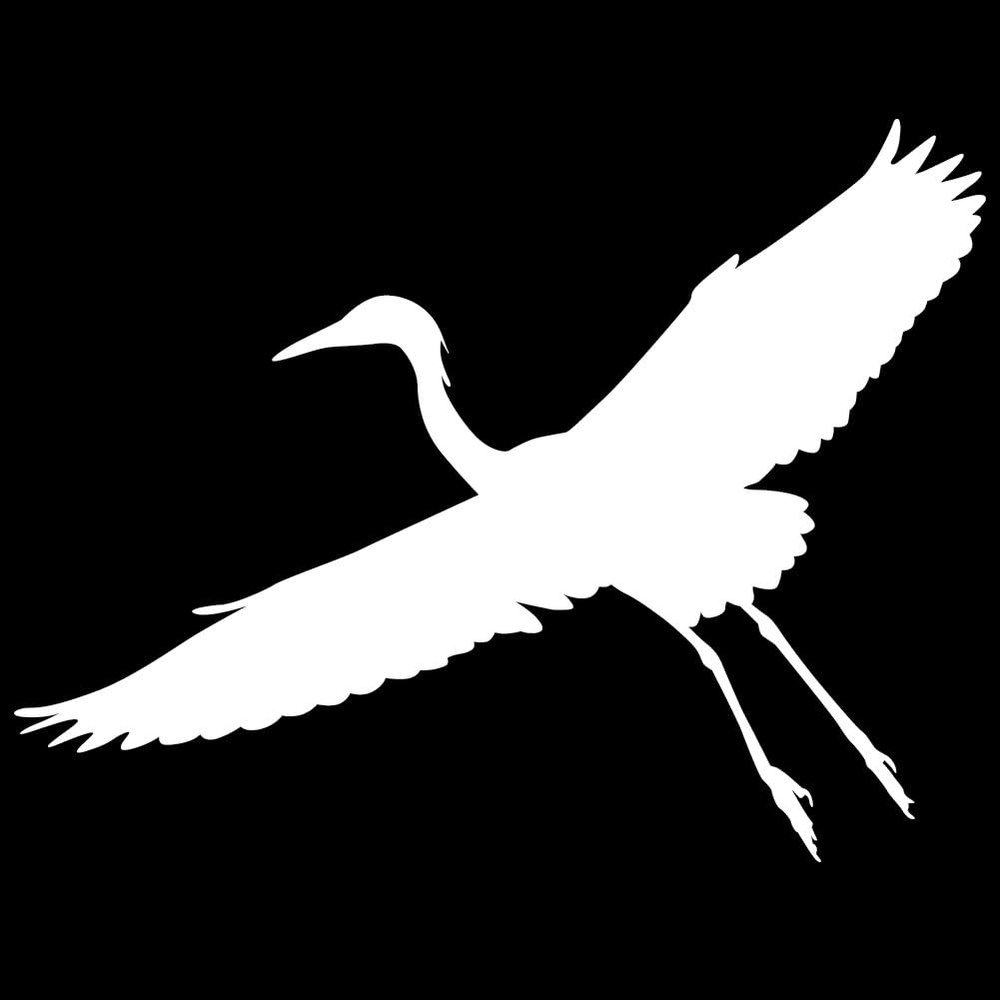 Heron in Flight (White - Image Facing as Shown - Medium) Decal Sticker - Waterfowl Collection