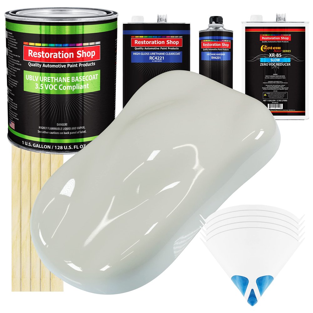 Restoration Shop Arctic White Urethane Basecoat Paint - Slow Gallon Kit
