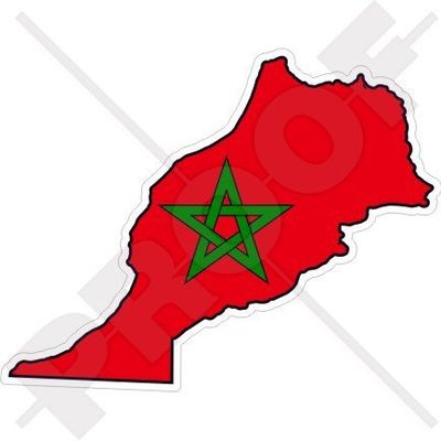 Morocco Moroccan Map-Flag Western Africa, Maroc African 4.3" (110mm) Vinyl Bumper Sticker, Decal