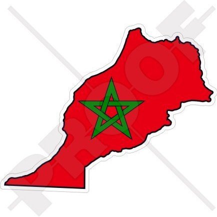 Morocco Moroccan Map-Flag Western Africa, Maroc African 4.3" (110mm) Vinyl Bumper Sticker, Decal