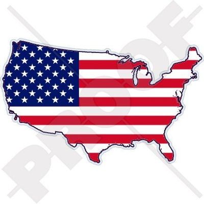 USA United States of America Map-Flag American 4.7" (120mm) Vinyl Bumper Sticker, Decal