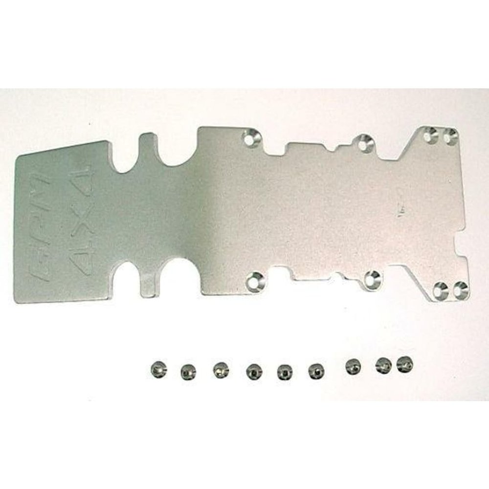 GPM Racing Silver Aluminum 3mm Rear Skid Plate for Traxxas T-Maxx/E-Maxx RC Vehicle