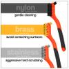 Fulton 3 Wire Brushes with Dual Tip Bristles 1 Each Nylon Brass and Stainless Steel with Curved Handles Ideal for Rust, Dirt and Paint Removal view 2