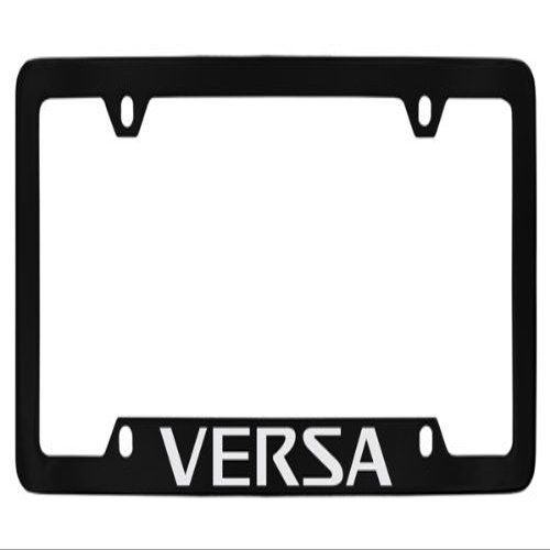 Nissan Versa Black Coated Metal Bottom Engraved License Plate Frame Holder
