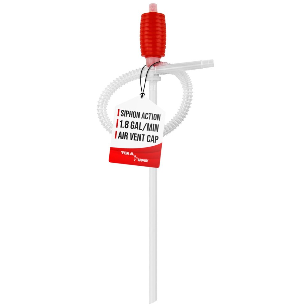 TERA PUMP TRDP14 Gas Siphon Manual Hand Fuel Pump, Liquid Transfer Pump for Light Oils, Kerosene, or Water Based Chemicals