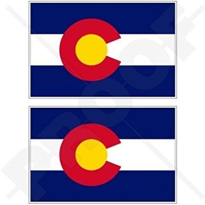 COLORADO State Flag USA American 4" (100mm) Vinyl Bumper Stickers, Decals x2