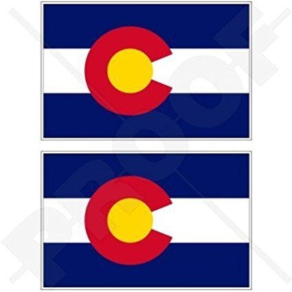 COLORADO State Flag USA American 4" (100mm) Vinyl Bumper Stickers, Decals x2