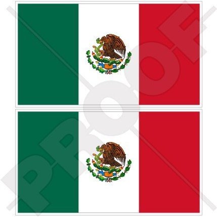 MEXICO Mexican Flag 4" (100mm) Vinyl Bumper Stickers, Decals x2