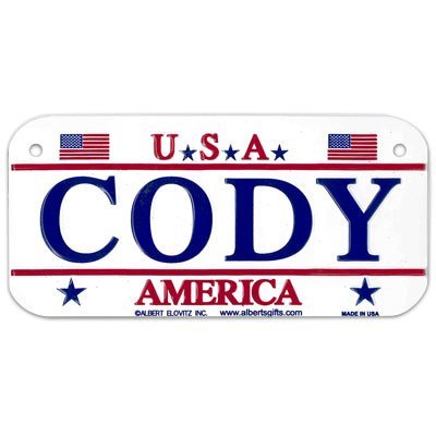 Gift House Cody USA Bike Plate - Made in USA, 3x6 Embossed Aluminum