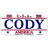 Gift House Cody USA Bike Plate - Made in USA, 3x6 Embossed Aluminum view 1