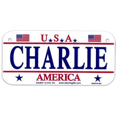 Gift House Charlie USA Bike Plate - Made in USA, 3x6 Embossed Aluminum