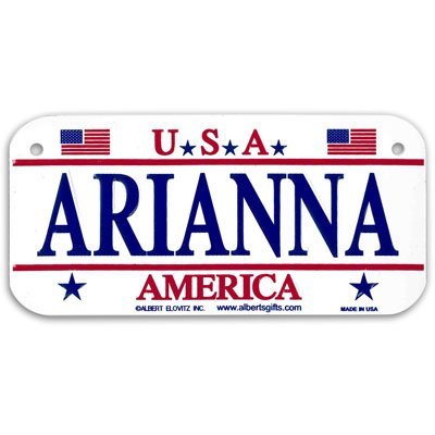 Gift House Arianna USA Bike Plate - Made in USA, 3x6 Embossed Aluminum