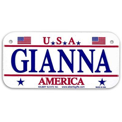 Gift House Gianna USA Bike Plate - Made in USA, 3x6 Embossed Aluminum