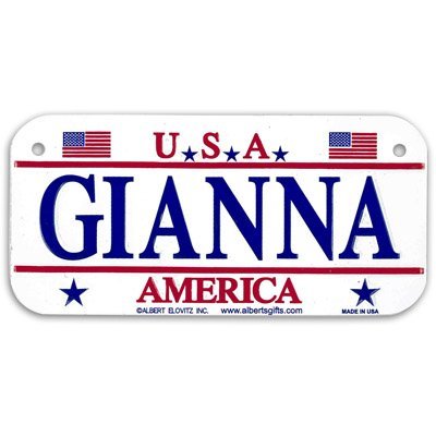 Gift House Gianna USA Bike Plate - Made in USA, 3x6 Embossed Aluminum