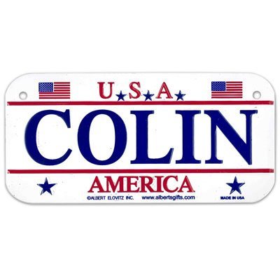 Gift House Colin USA Bike Plate - Made in USA, 3x6 Embossed Aluminum
